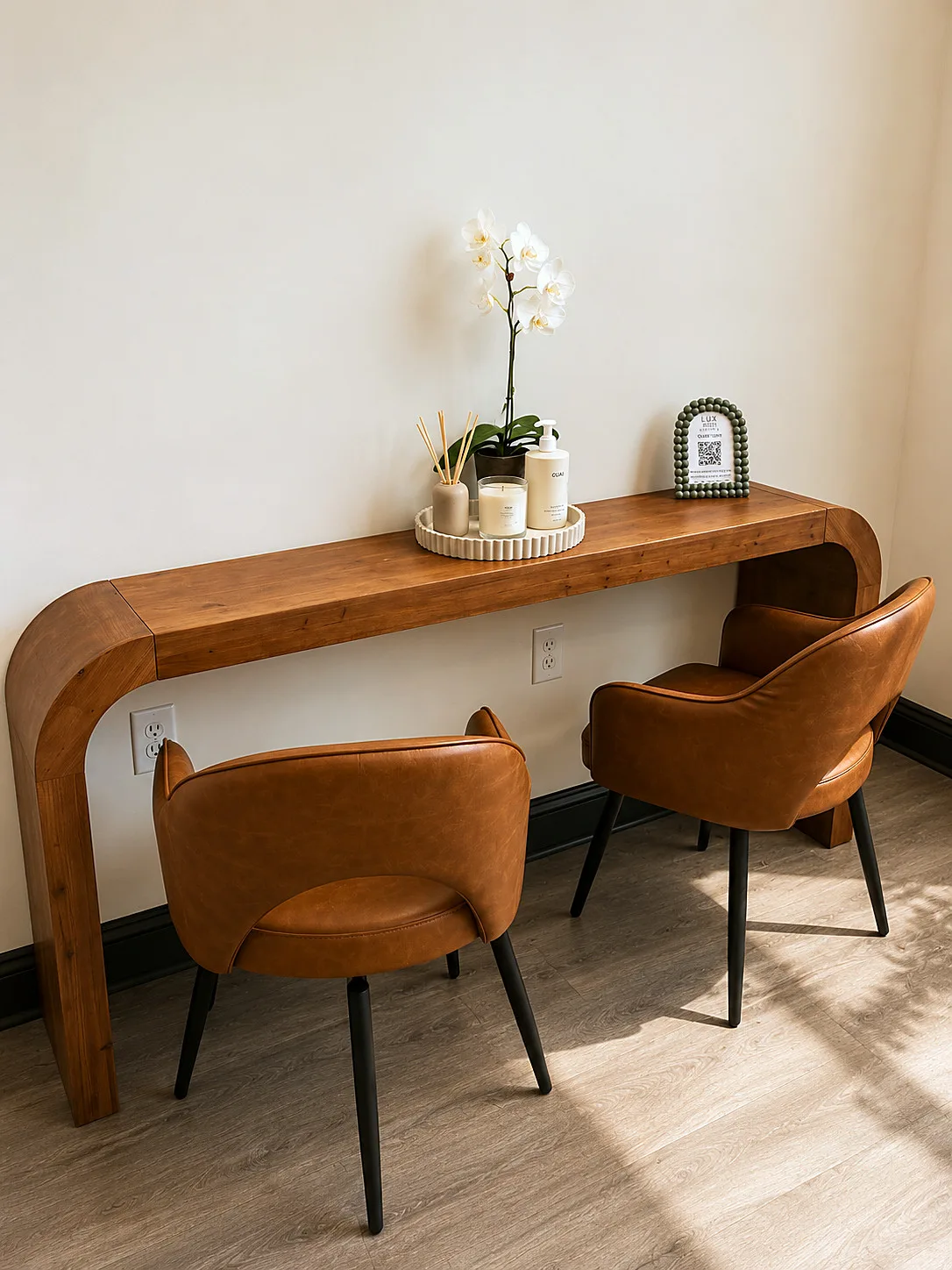 Consultation area with fluted cabinetry
