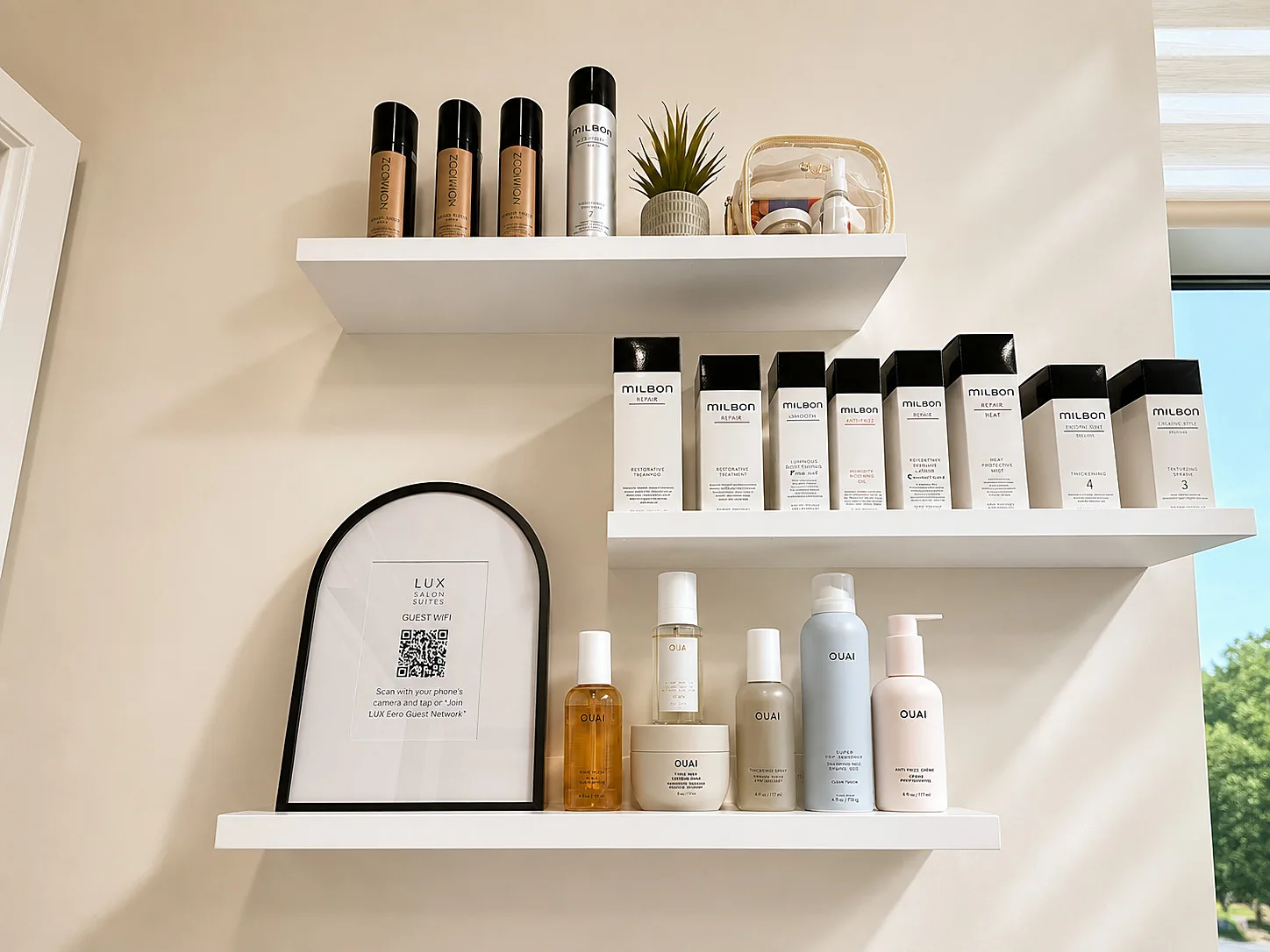 Retail haircare — Milbon and OUAI at Edit Hair Salon
