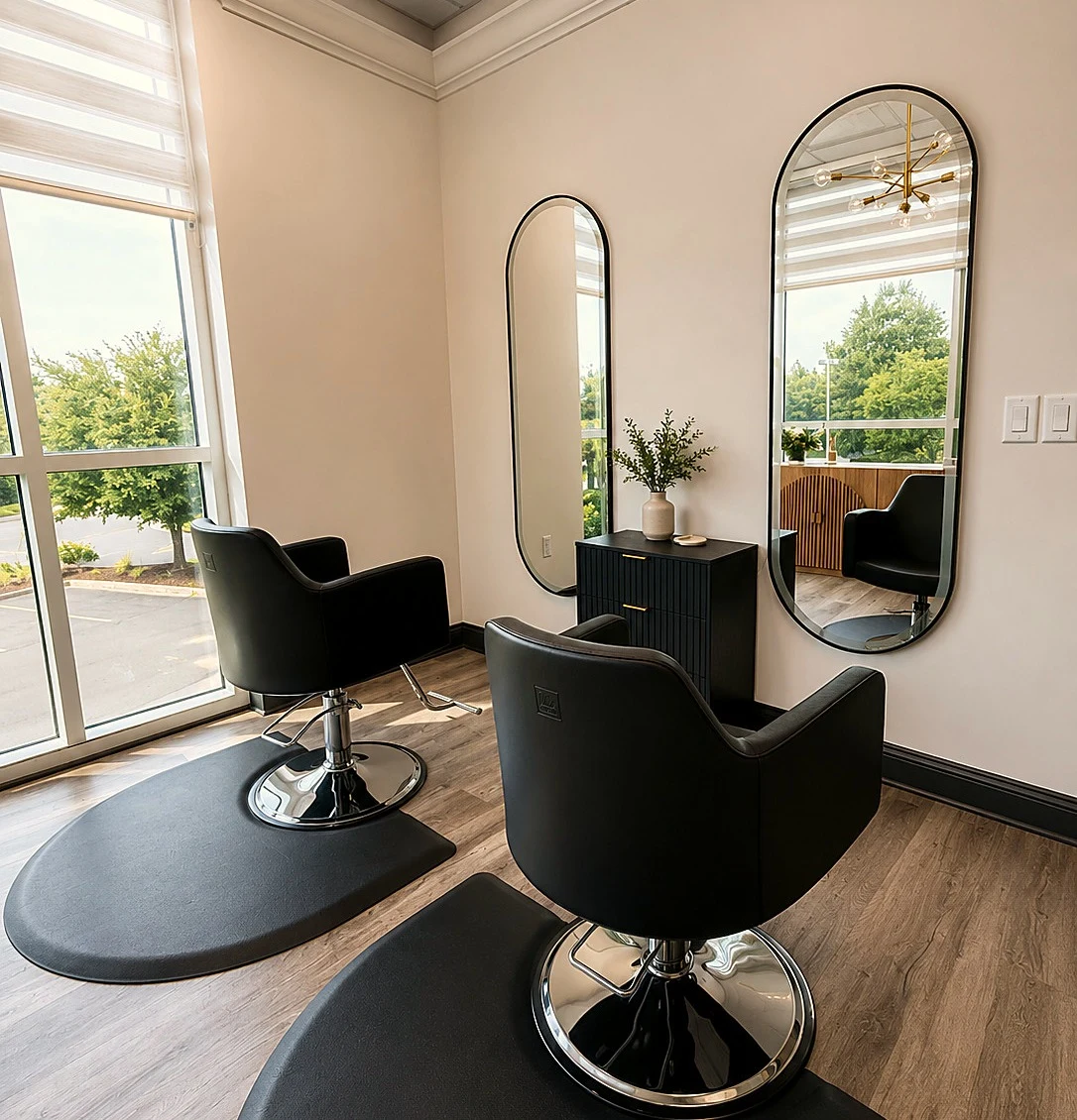Arched mirrors and styling stations